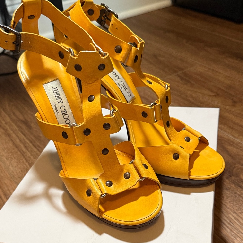 Jimmy Choo Yellow Strappy Heels